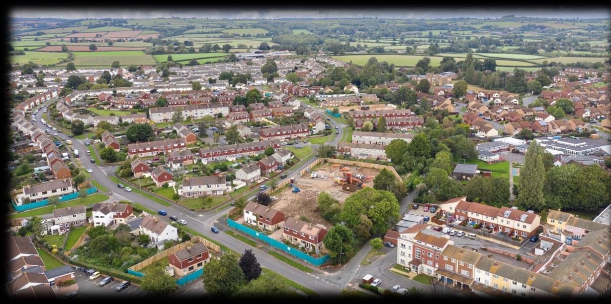 Aerial view of the North Taunton regeneration demolition site and surrounding homes