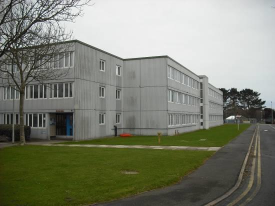 L12 accommodation block at RNAS Culdrose before demolition